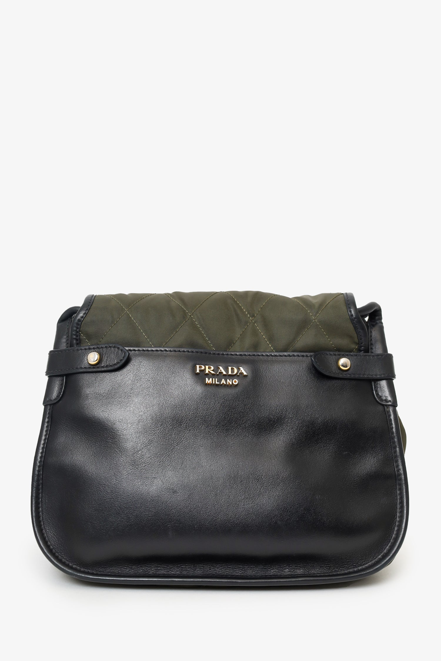 PRD Green Nylon/Leather Quilted Impunture Corsaire Crossbody