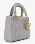 Christian D1OR 2019 Grey Leather Cannage Mini Lady D1OR with Strap