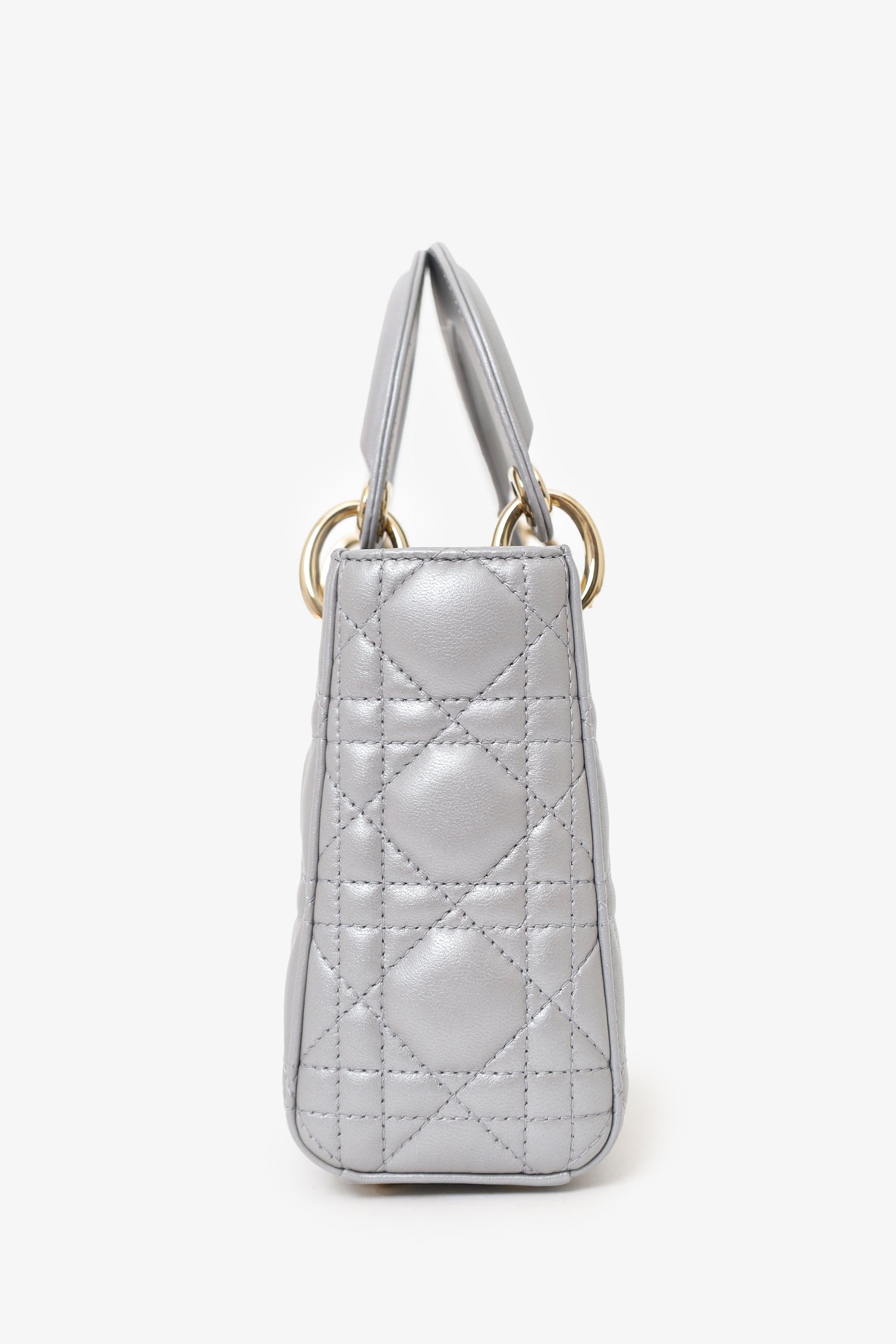 Christian D1OR 2019 Grey Leather Cannage Mini Lady D1OR with Strap