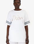 Christian D1OR 2022 White/Grey Embroidered Ribbon Logo T-Shirt Size L Mens