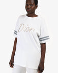 Christian D1OR 2022 White/Grey Embroidered Ribbon Logo T-Shirt Size L Mens