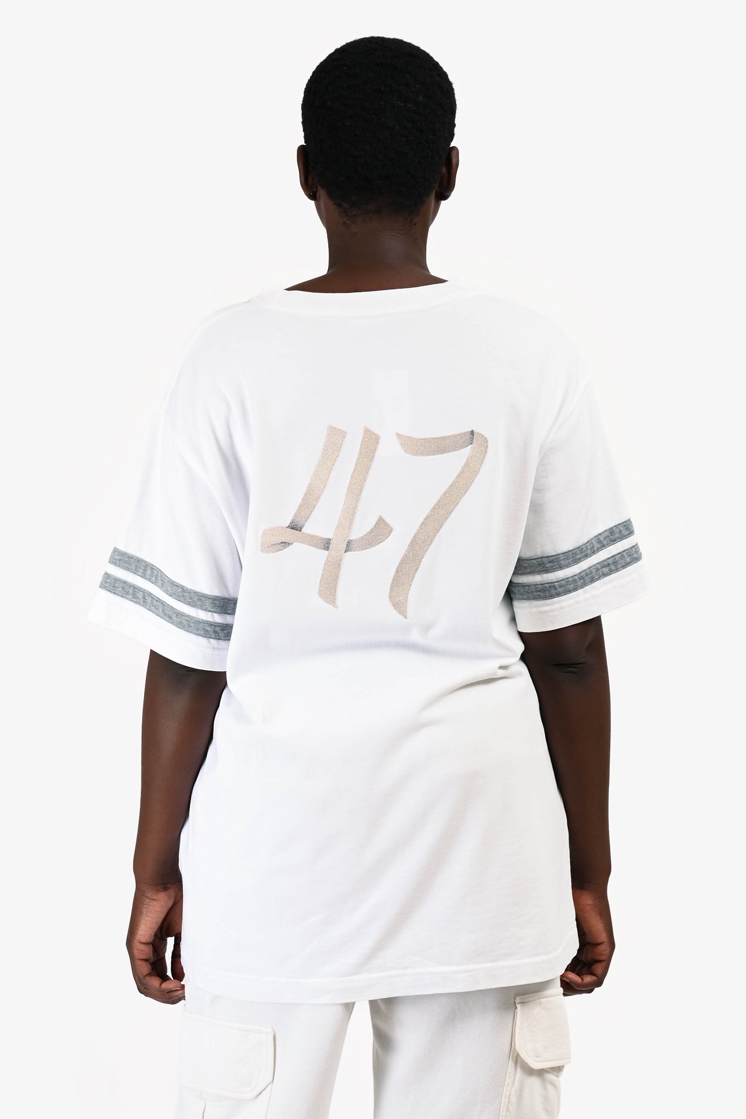 Christian D1OR 2022 White/Grey Embroidered Ribbon Logo T-Shirt Size L Mens