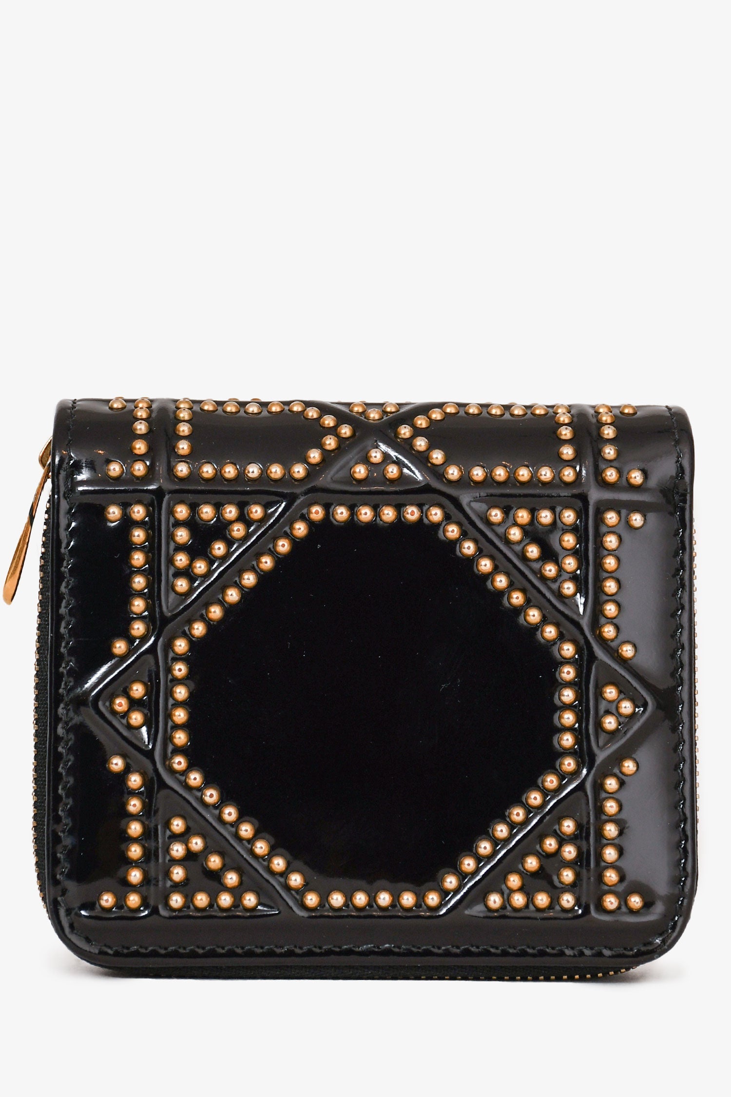 Christian D1OR 2017 Black Patent Leather Studded D1ORama Small Wallet