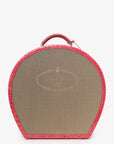 PRD Beige Canvas Pink Crocodile Trim Hat Box