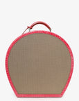 PRD Beige Canvas Pink Crocodile Trim Hat Box