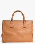 PRD Brown Leather White Stitch Double Zip 'Galleria' Top Handle with Strap