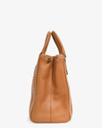 PRD Brown Leather White Stitch Double Zip 'Galleria' Top Handle with Strap