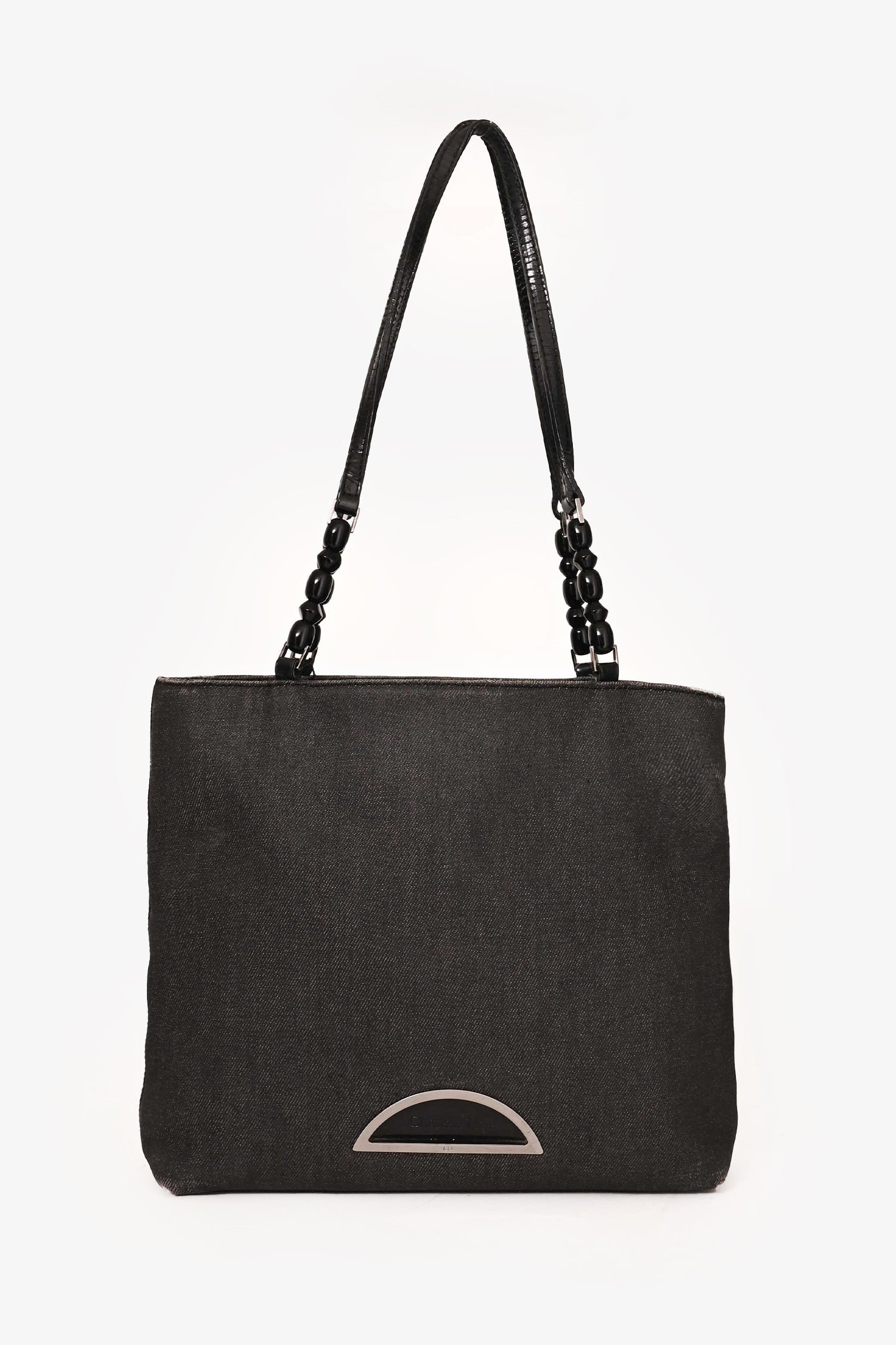 Christian D1OR 2001 Grey Denim Maris Pearl Tote