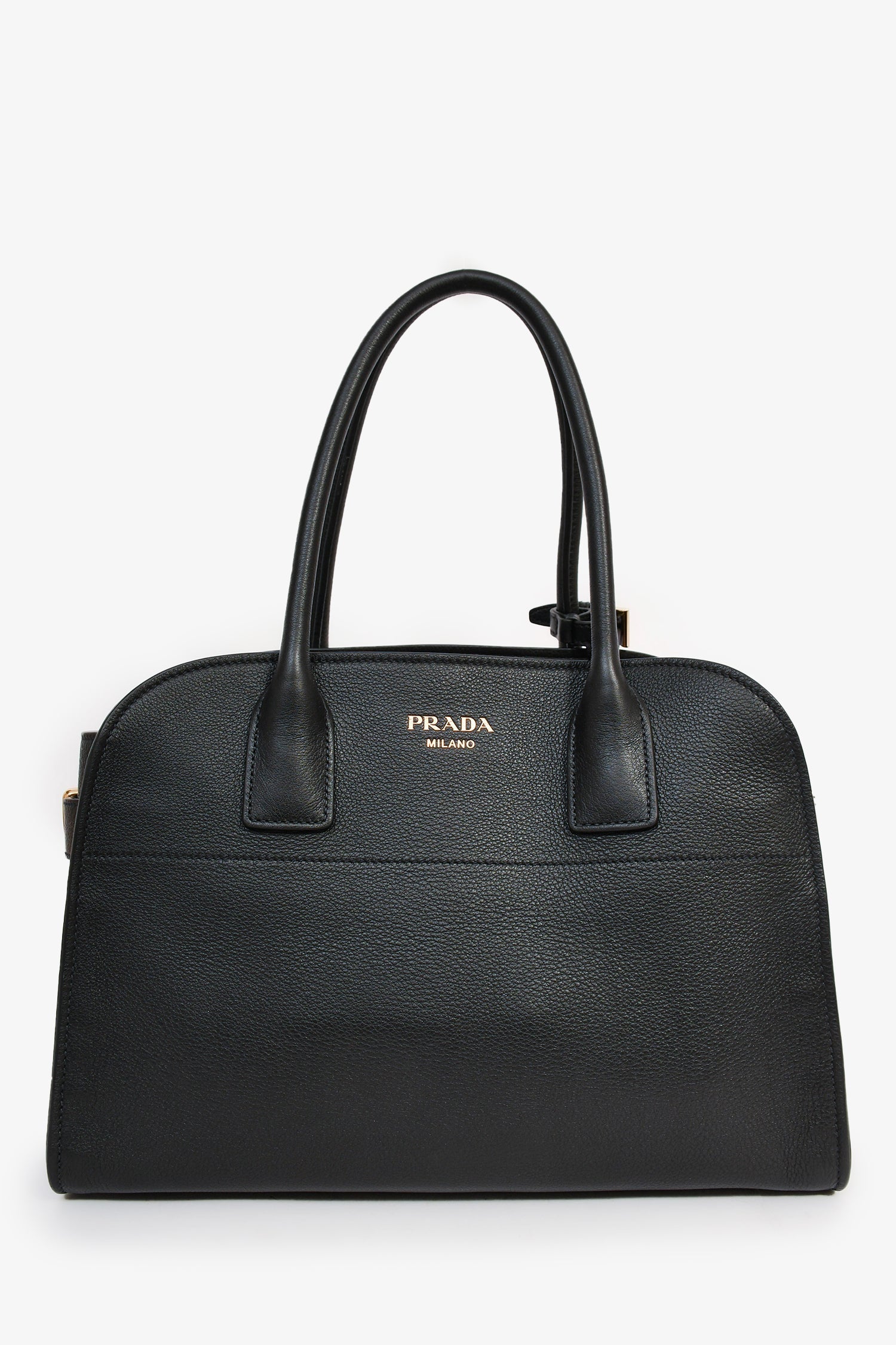 PRD Black Leather Medium Tote Bag