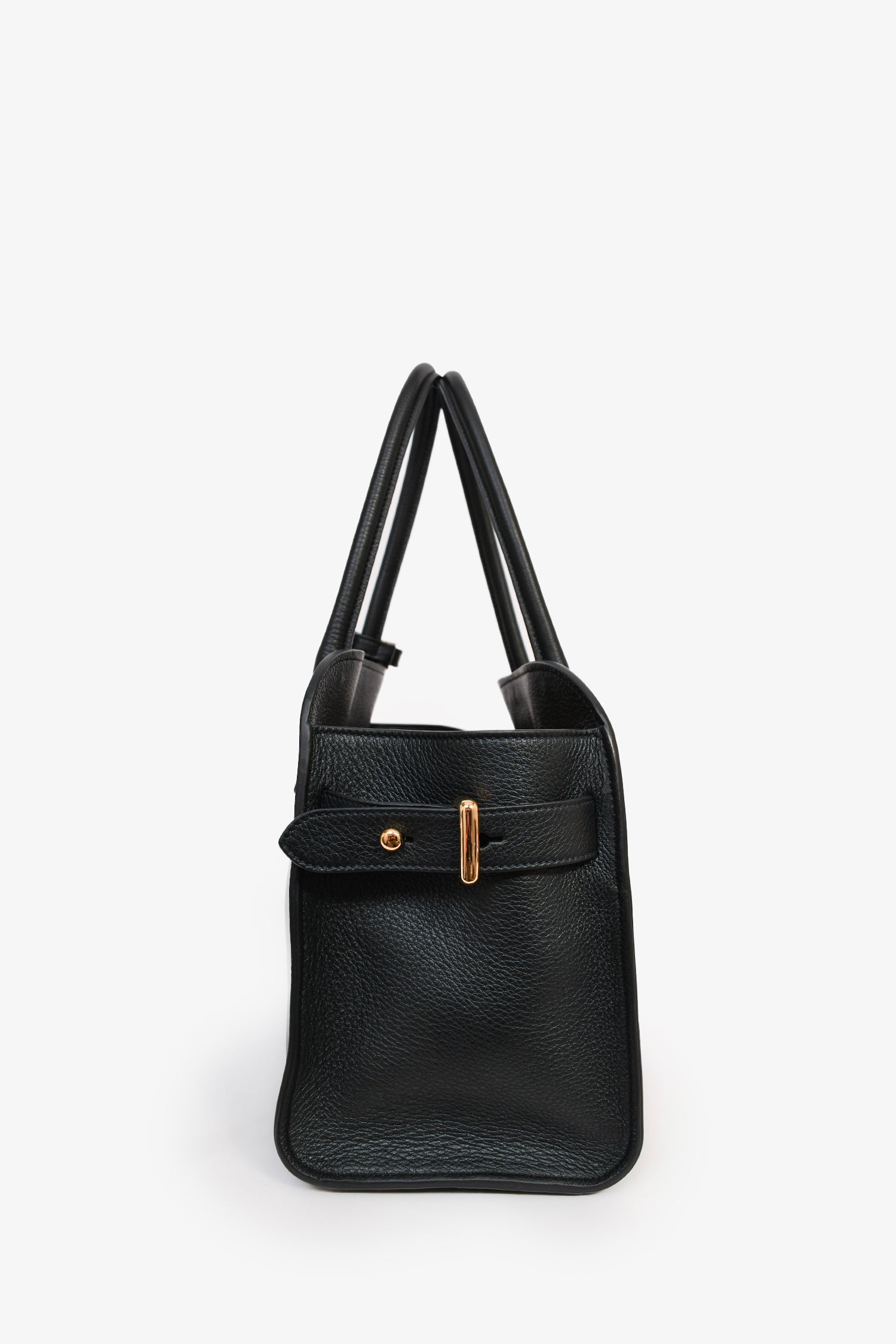 PRD Black Leather Medium Tote Bag