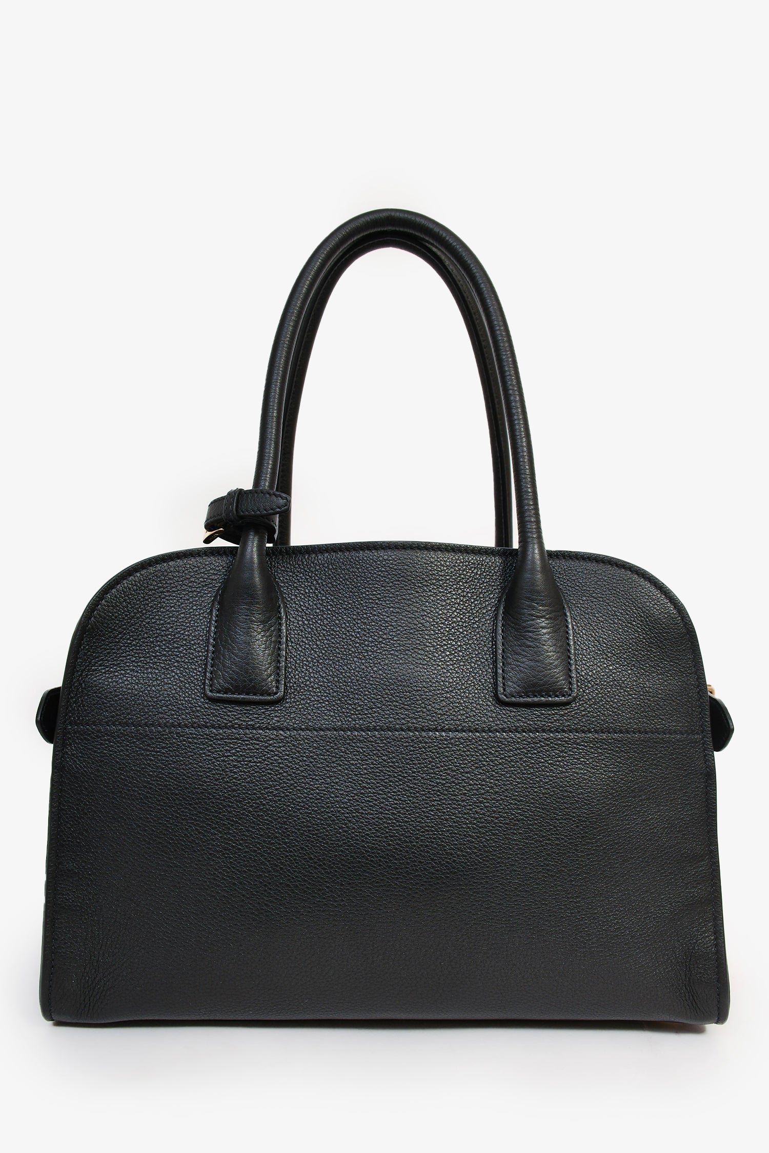 PRD Black Leather Medium Tote Bag