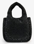 PRD 2024 Holiday Black Satin Crystal Top Handle Mini Tote Bag