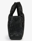 PRD 2024 Holiday Black Satin Crystal Top Handle Mini Tote Bag
