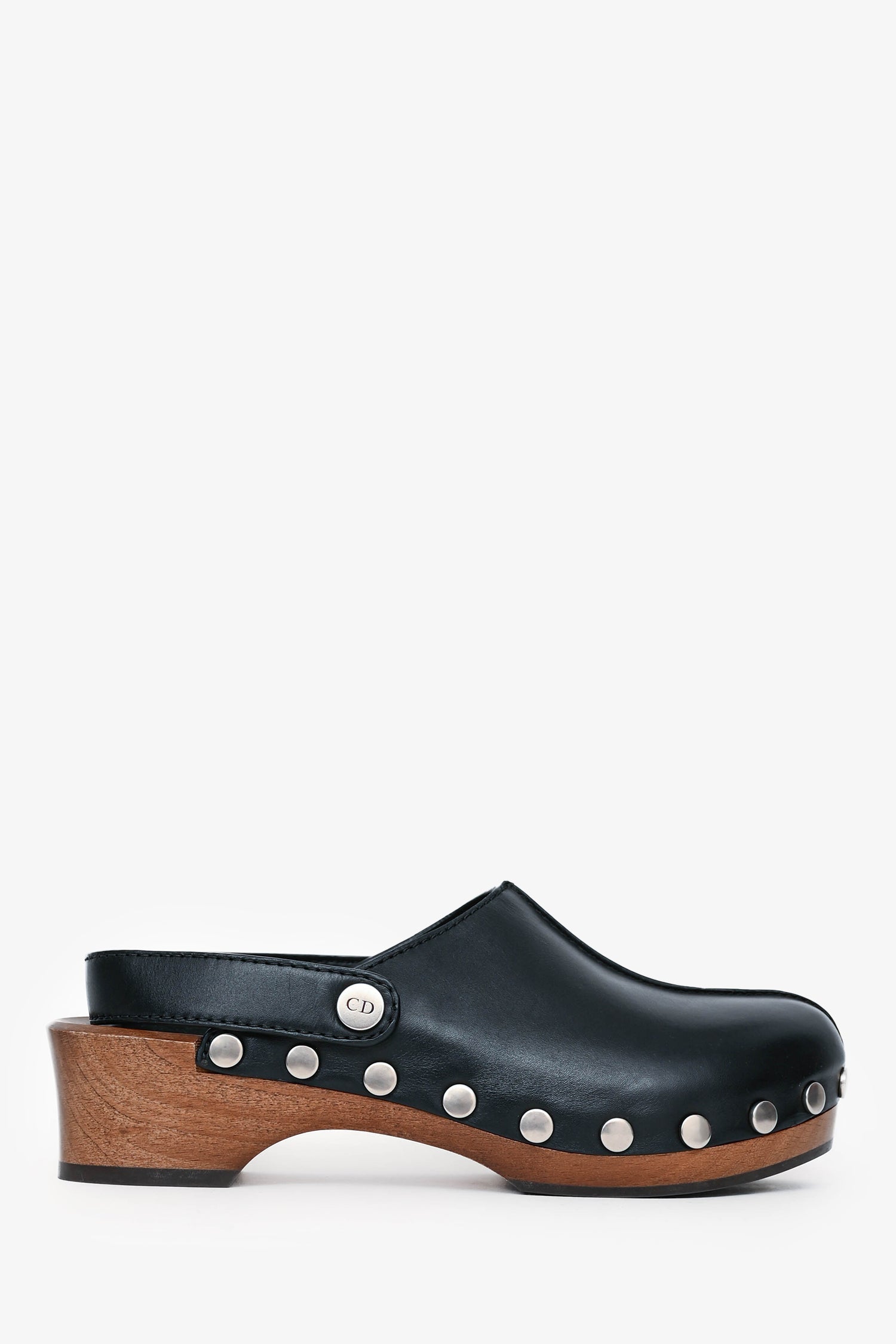 Christian D1OR Black Leather D1ORquake Clogs Size 37