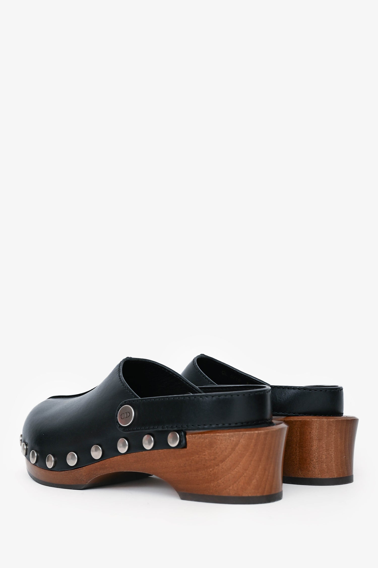 Christian D1OR Black Leather D1ORquake Clogs Size 37