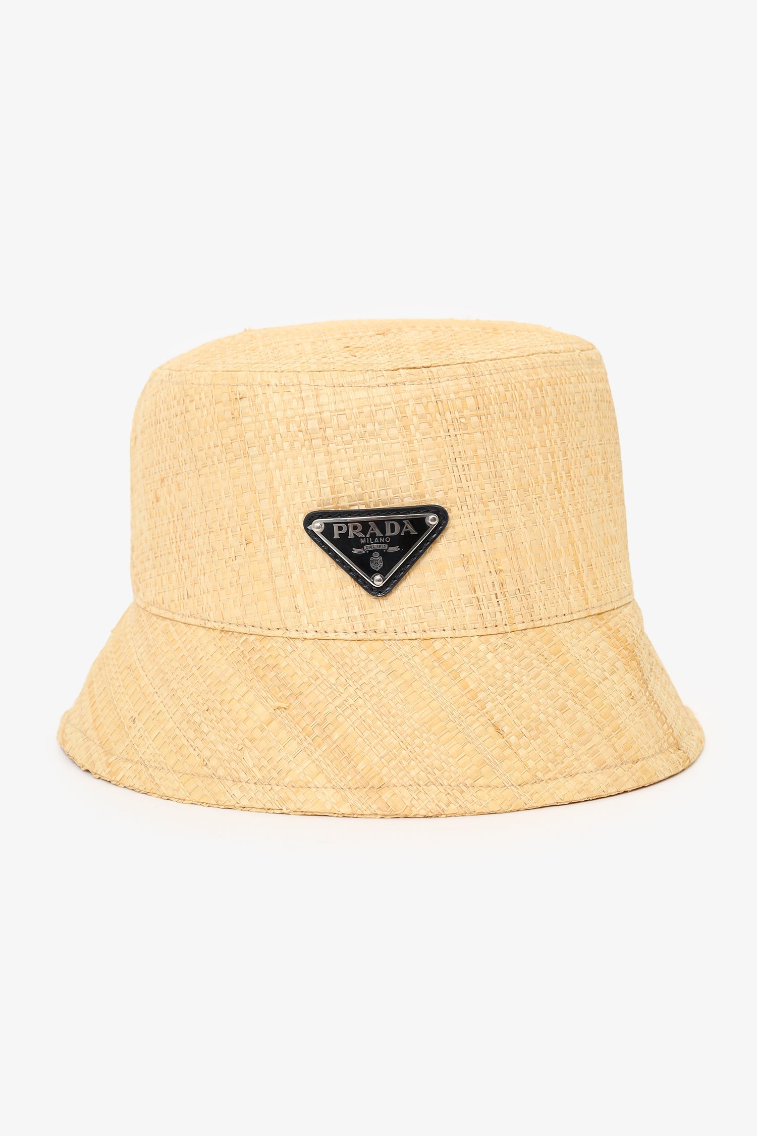 PRD Beige Straw Triangle Logo Bucket Hat Size S