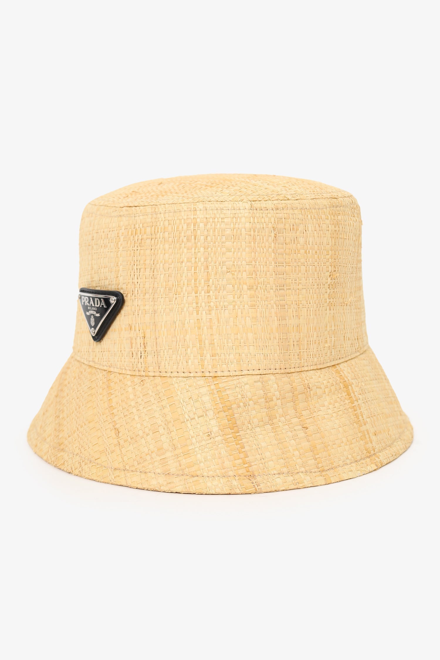 PRD Beige Straw Triangle Logo Bucket Hat Size S