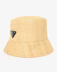 PRD Beige Straw Triangle Logo Bucket Hat Size S