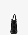 Christian D1OR 2018 Black Satin Crystal Embellished Mini Lady D1OR with Strap