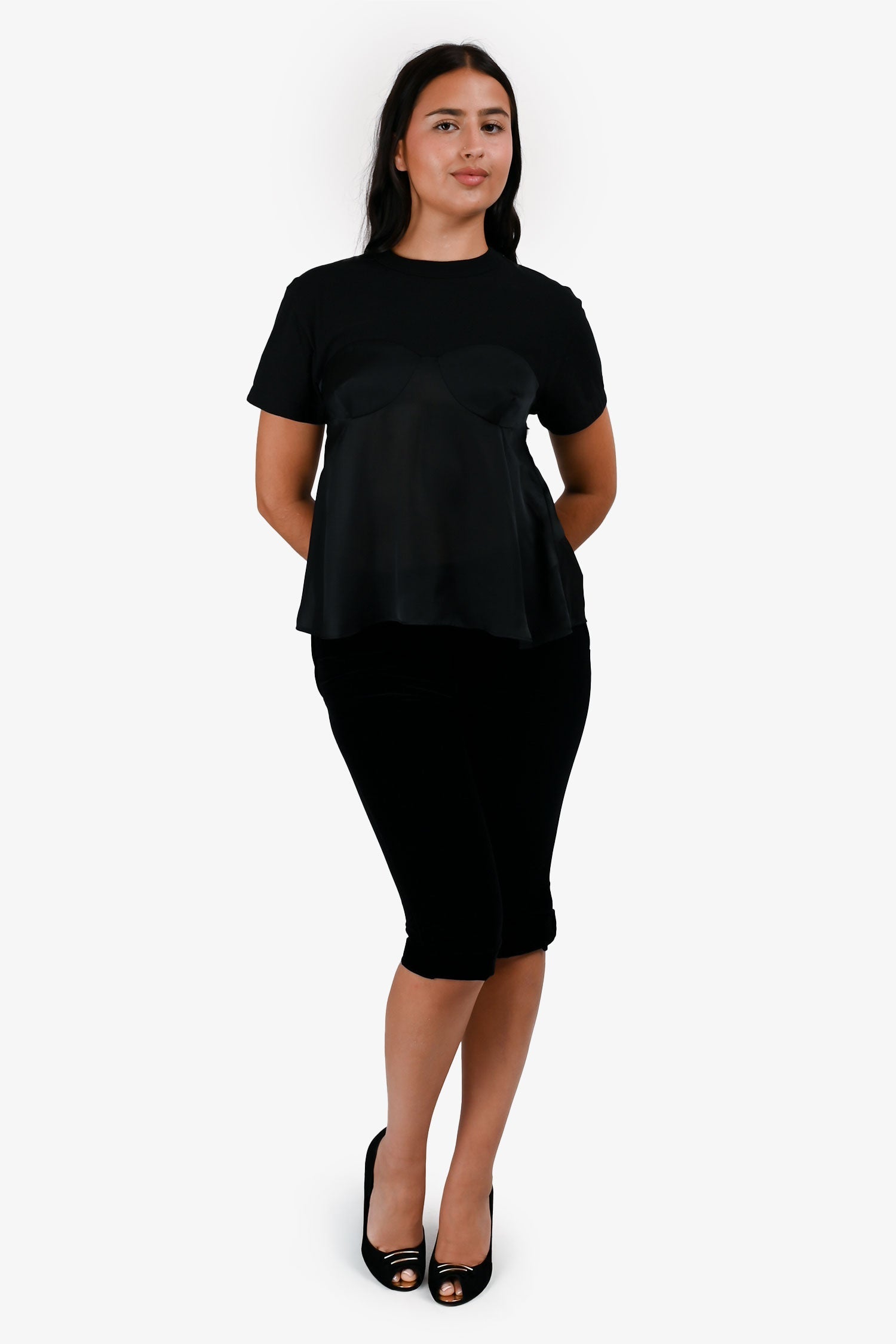 Christian D1OR Black Velvet Capris Size 6 US