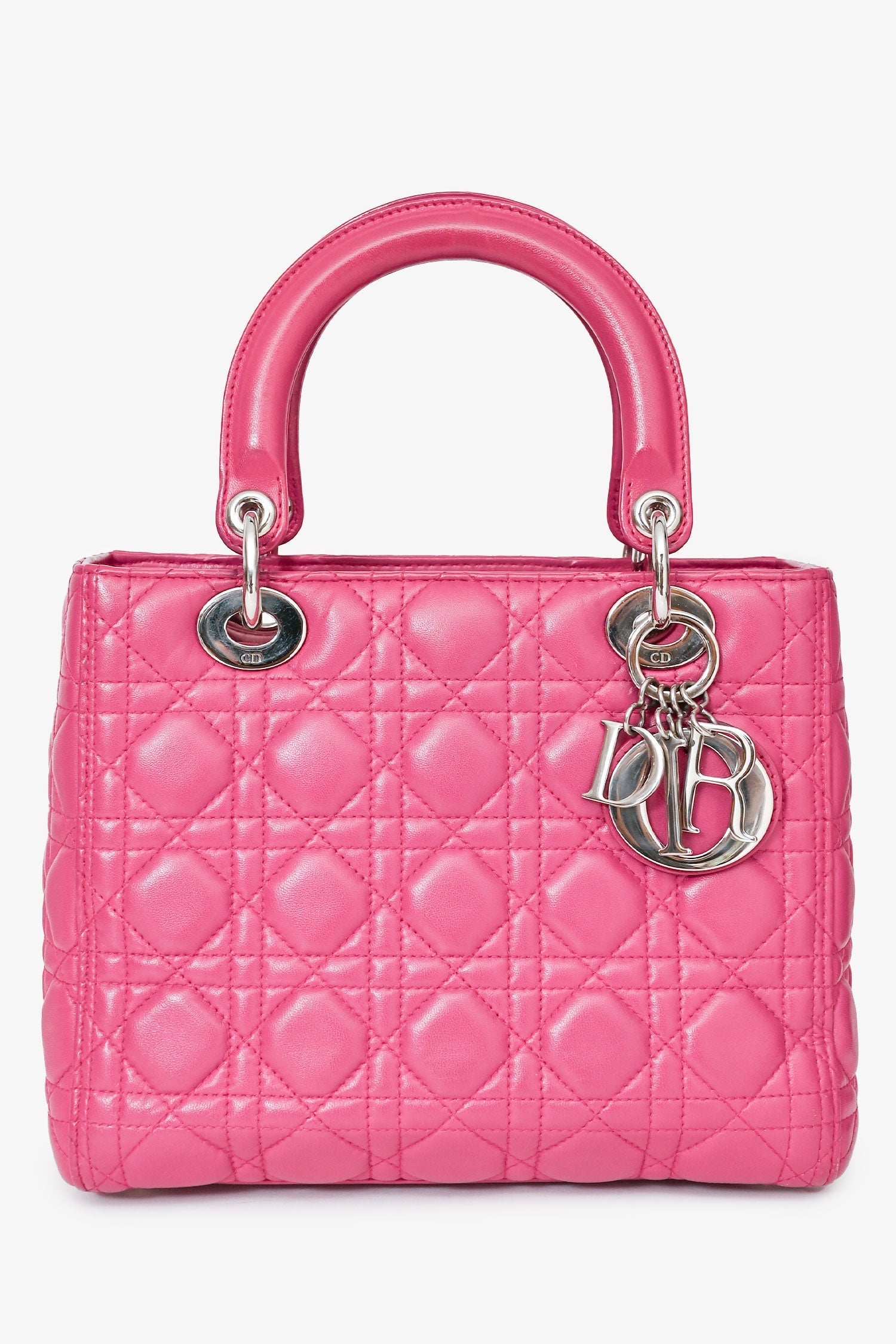 Christian D1OR 2013 Pink Cannage Leather Lady D1OR Top Handle with Strap
