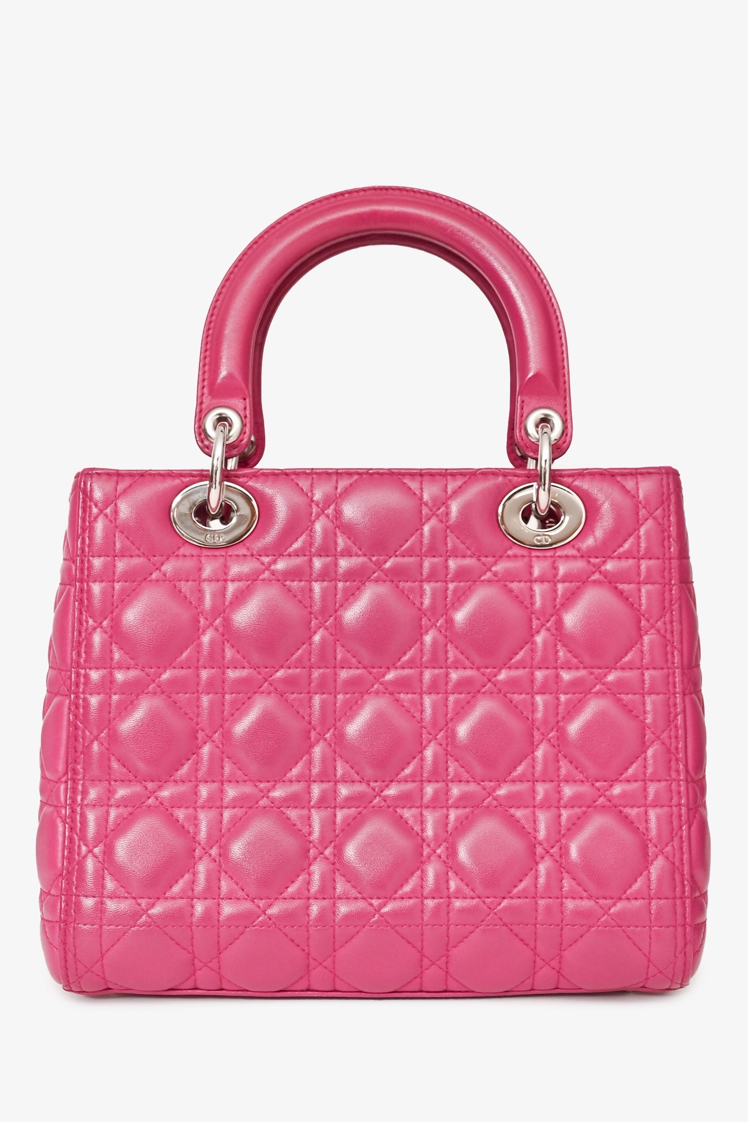 Christian D1OR 2013 Pink Cannage Leather Lady D1OR Top Handle with Strap