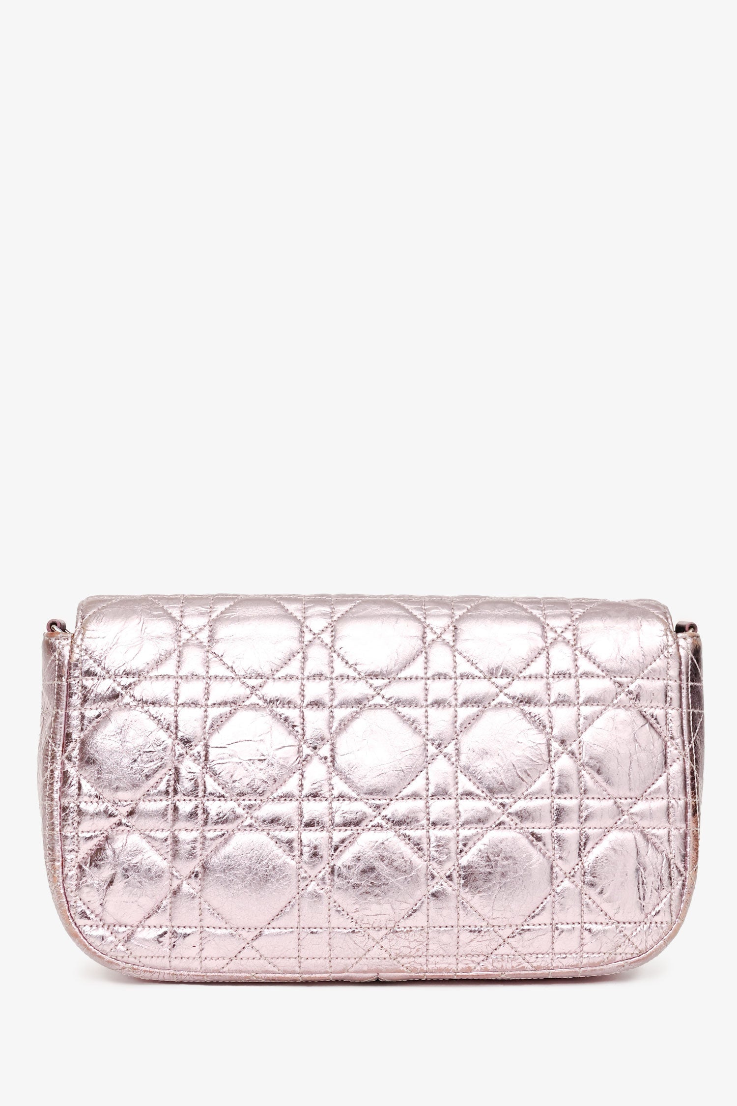 Christian D1OR 2014 Pink Metallic Cannage Leather 'Miss D1OR' Wallet on Chain