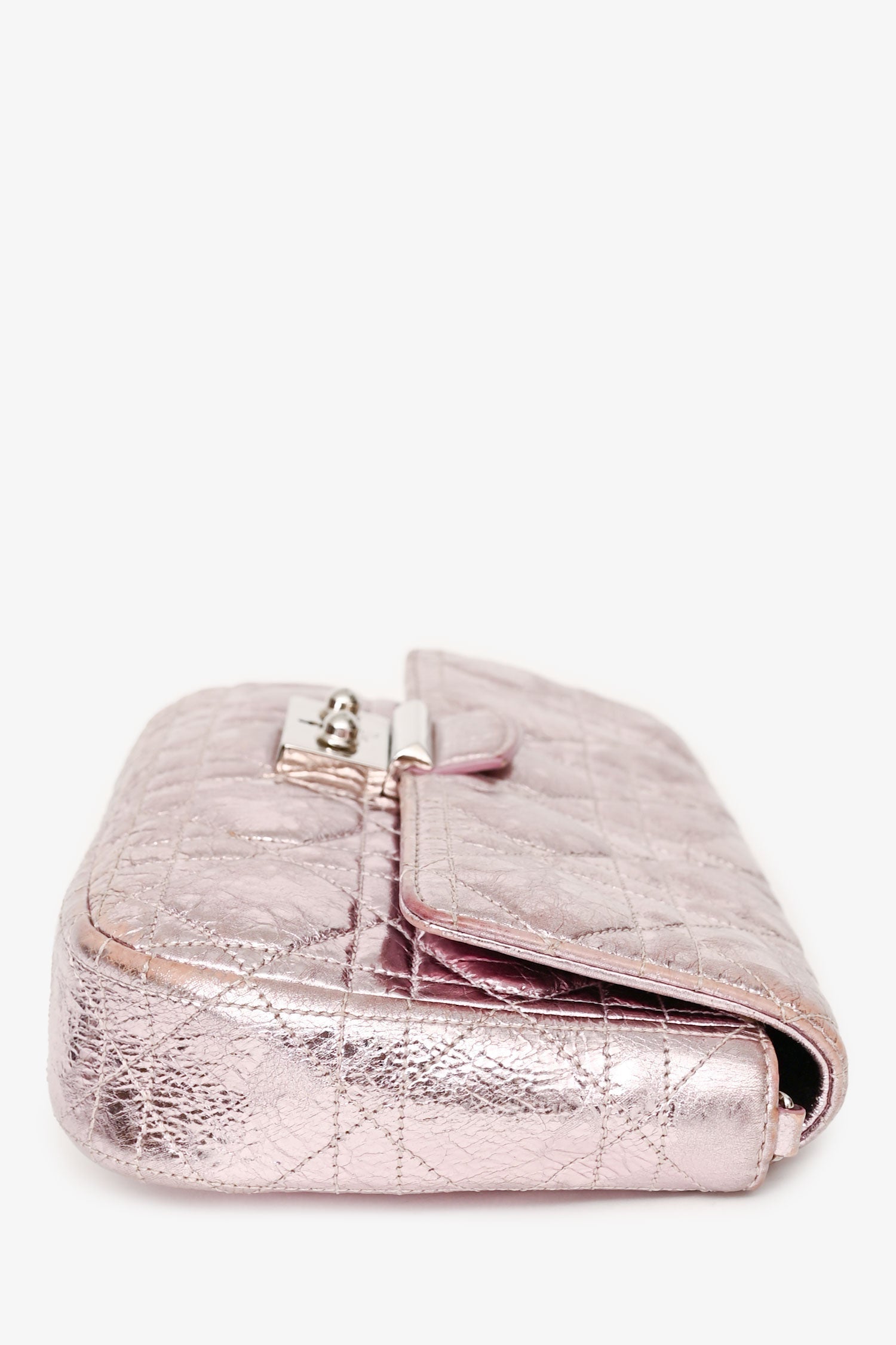 Christian D1OR 2014 Pink Metallic Cannage Leather 'Miss D1OR' Wallet on Chain