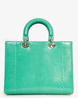 Christian D1OR 2014 Teal Patent Python Large Lady D1OR Top Handle with Strap