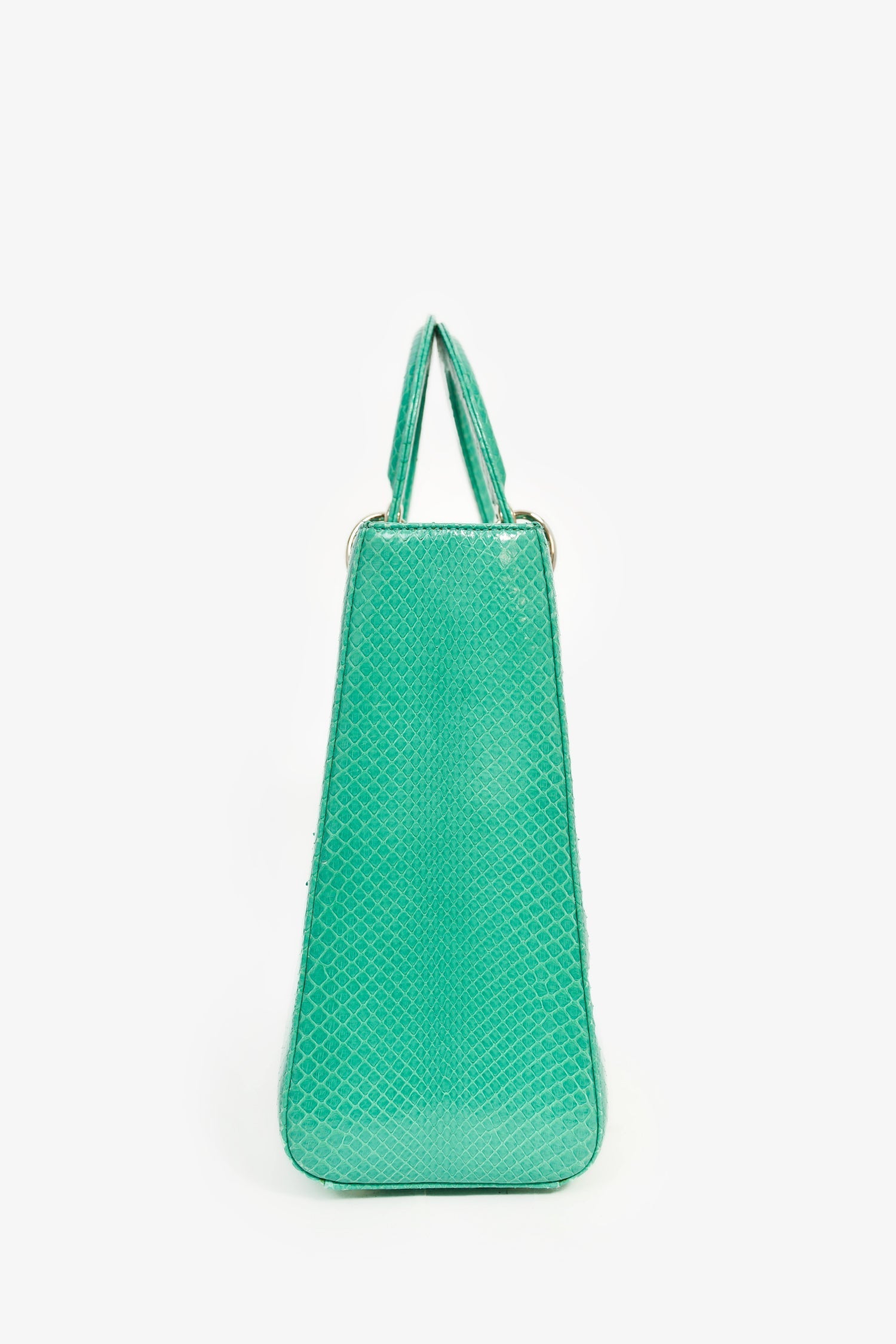 Christian D1OR 2014 Teal Patent Python Large Lady D1OR Top Handle with Strap