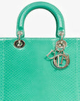 Christian D1OR 2014 Teal Patent Python Large Lady D1OR Top Handle with Strap