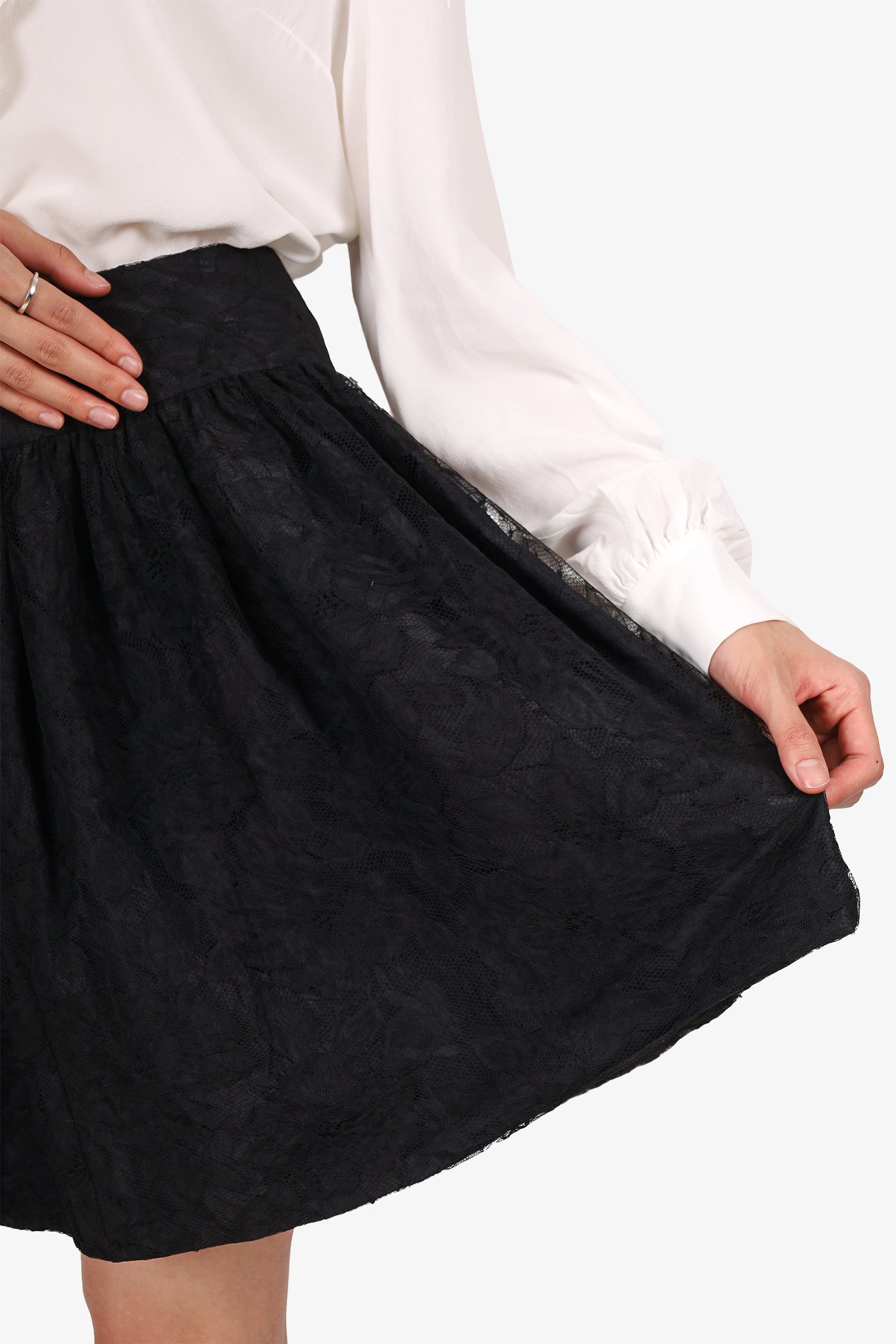 Christian D1OR Black Lace Pleated Mini Skirt Size 4