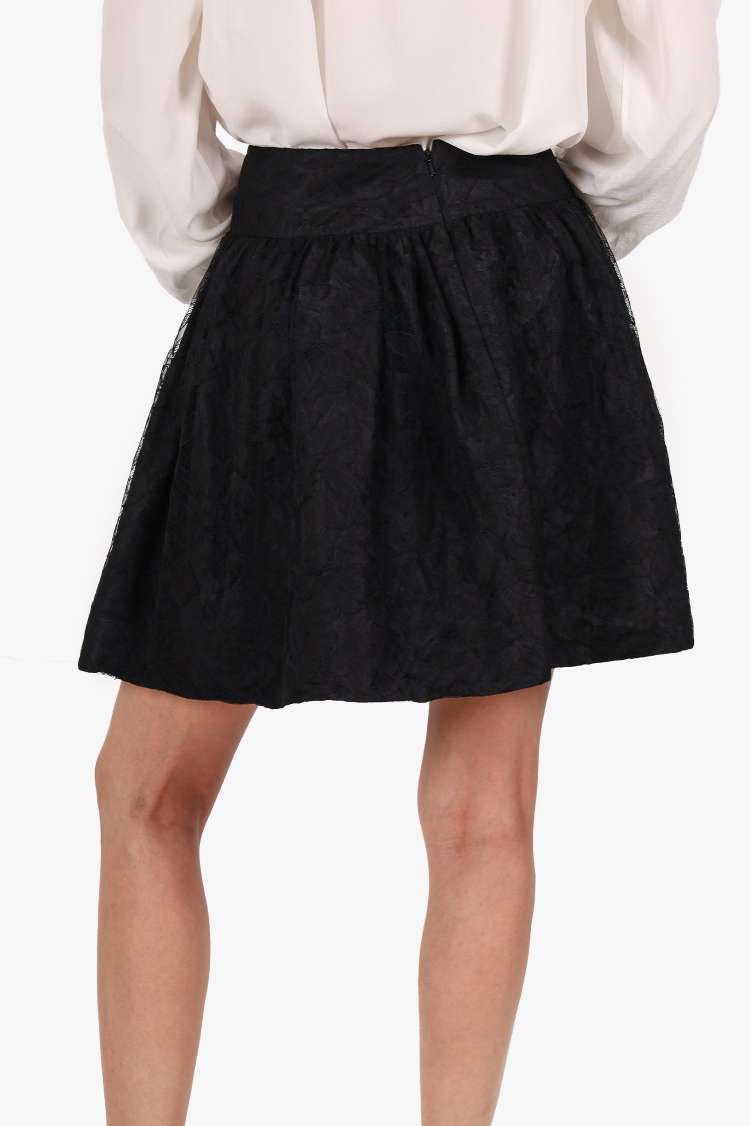 Christian D1OR Black Lace Pleated Mini Skirt Size 4