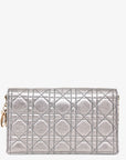 Christian D1OR 2019 Silver Cannage Leather Lady D1OR Pouch on Chain