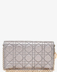 Christian D1OR 2019 Silver Cannage Leather Lady D1OR Pouch on Chain