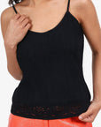 Christian D1OR Black Ribbed Knit Cropped Tank Top Size 10