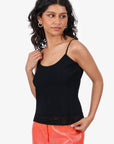 Christian D1OR Black Ribbed Knit Cropped Tank Top Size 10