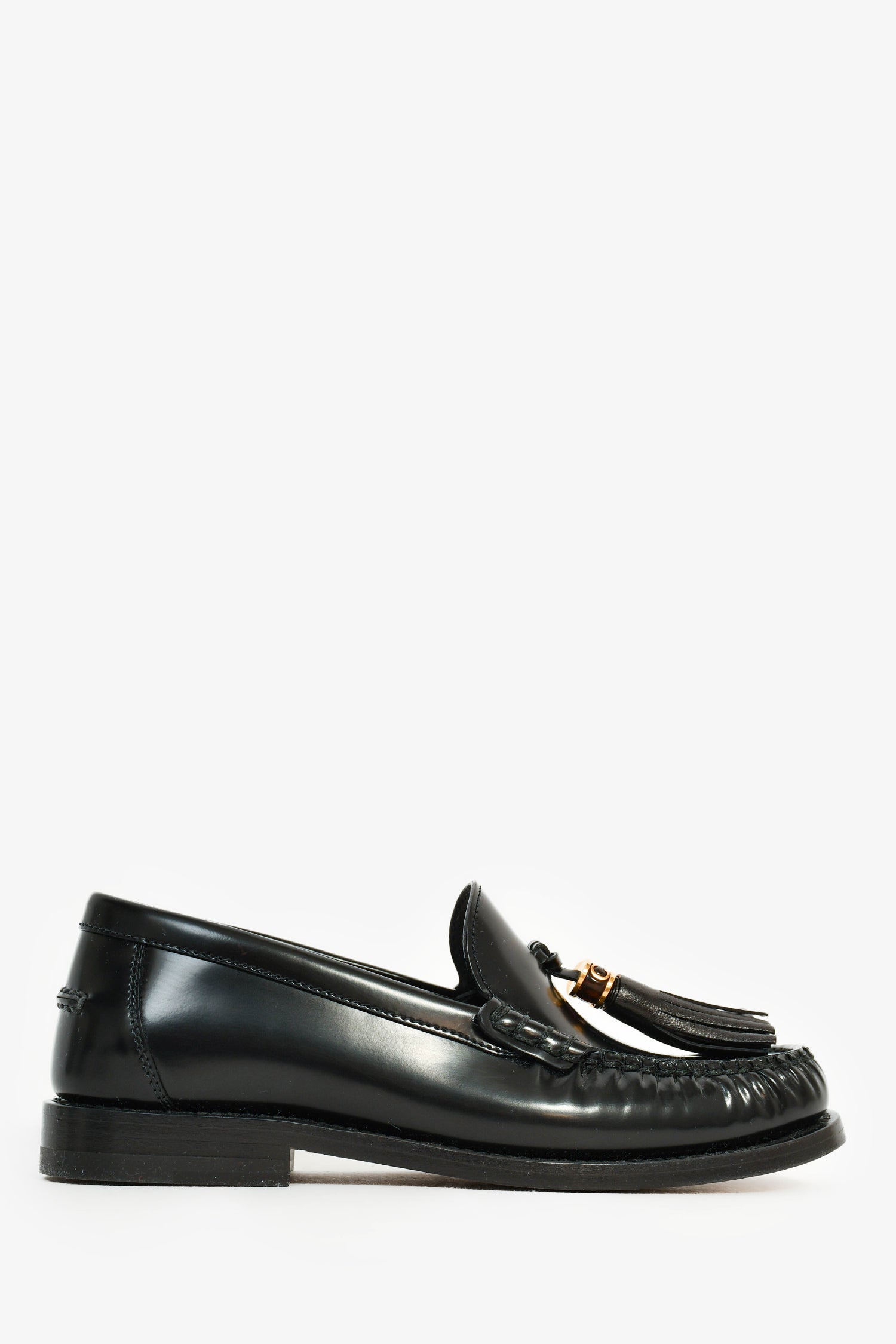 Christian D1OR Black Leather 'D-Academy' Tassel Loafers Size 35.5