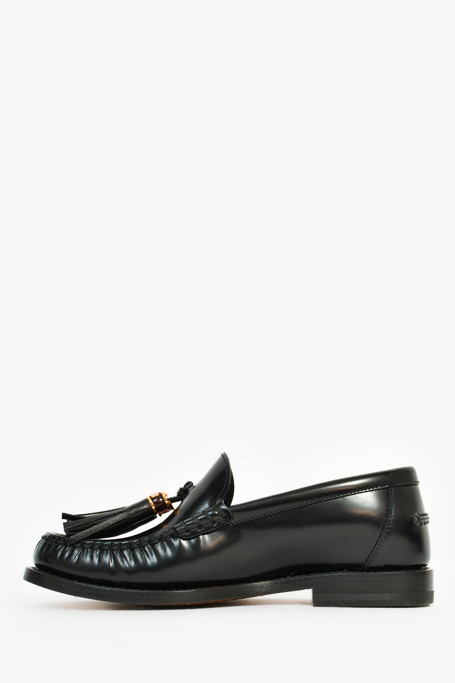 Christian D1OR Black Leather 'D-Academy' Tassel Loafers Size 35.5