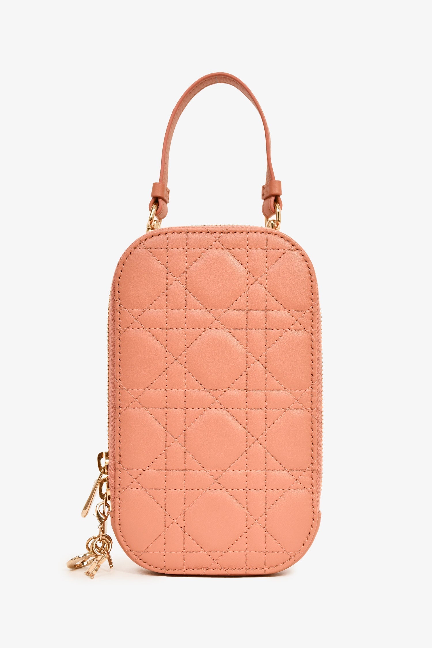 Christian D1OR 2020 Pink Cannage Leather Call'in D1OR Phone Holder with Chain Strap