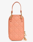 Christian D1OR 2020 Pink Cannage Leather Call'in D1OR Phone Holder with Chain Strap