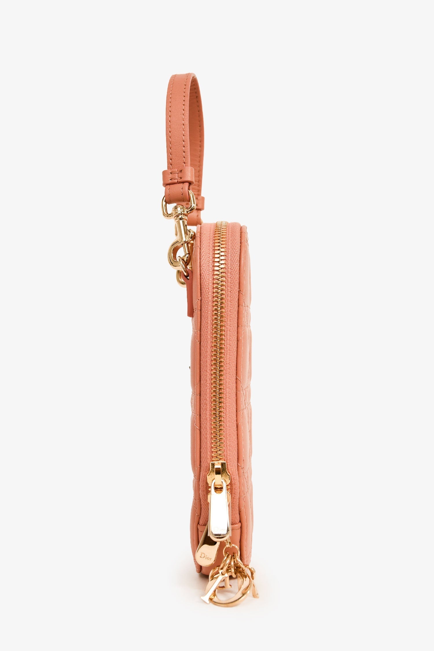 Christian D1OR 2020 Pink Cannage Leather Call'in D1OR Phone Holder with Chain Strap