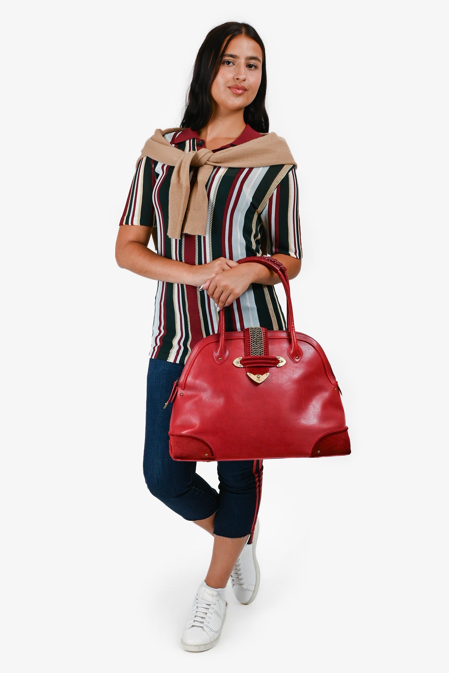 Christian D1OR 2007 Red Leather Large Western Top Handle Bag