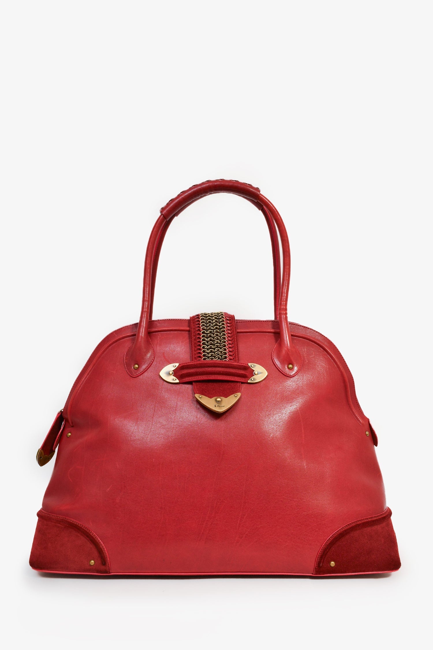 Christian D1OR 2007 Red Leather Large Western Top Handle Bag