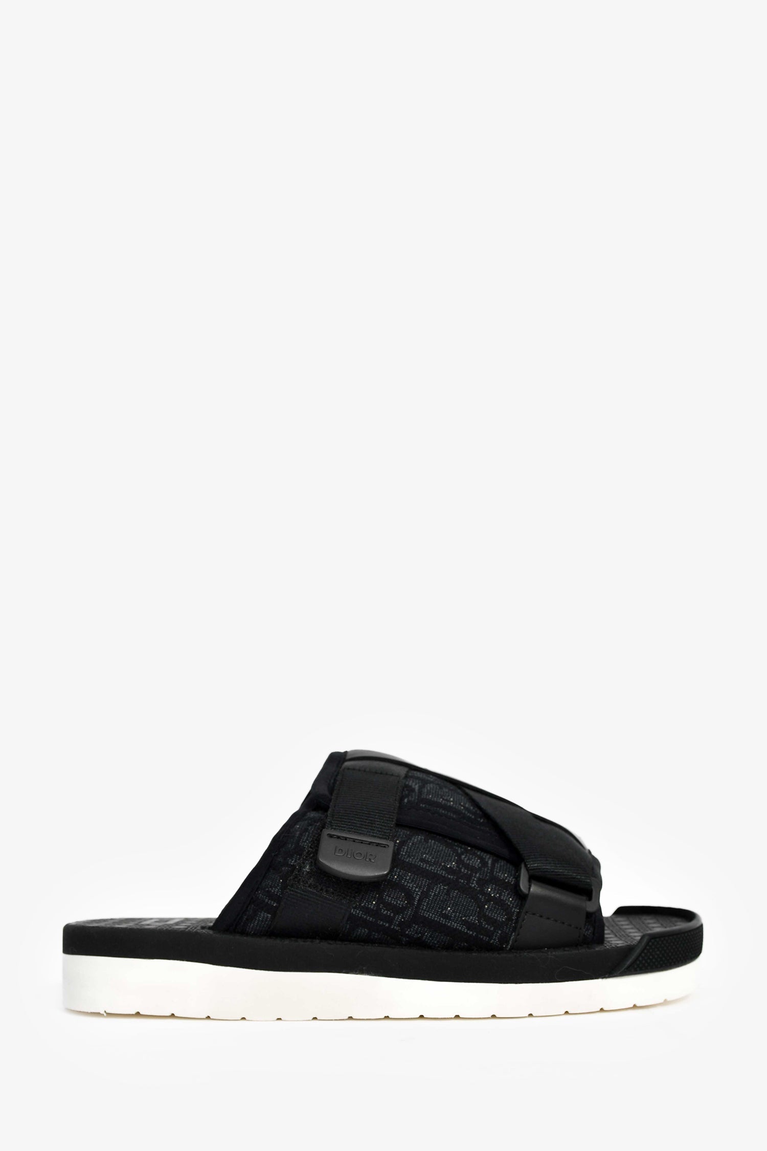 Christian D1OR Black Oblique Jacquard 'Alpha' Sandals Size 38