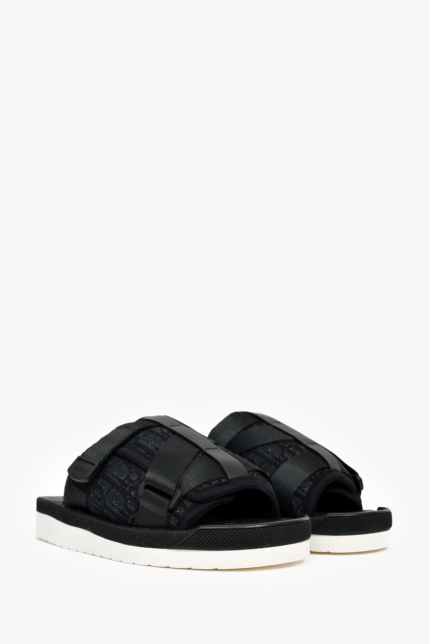 Christian D1OR Black Oblique Jacquard 'Alpha' Sandals Size 38