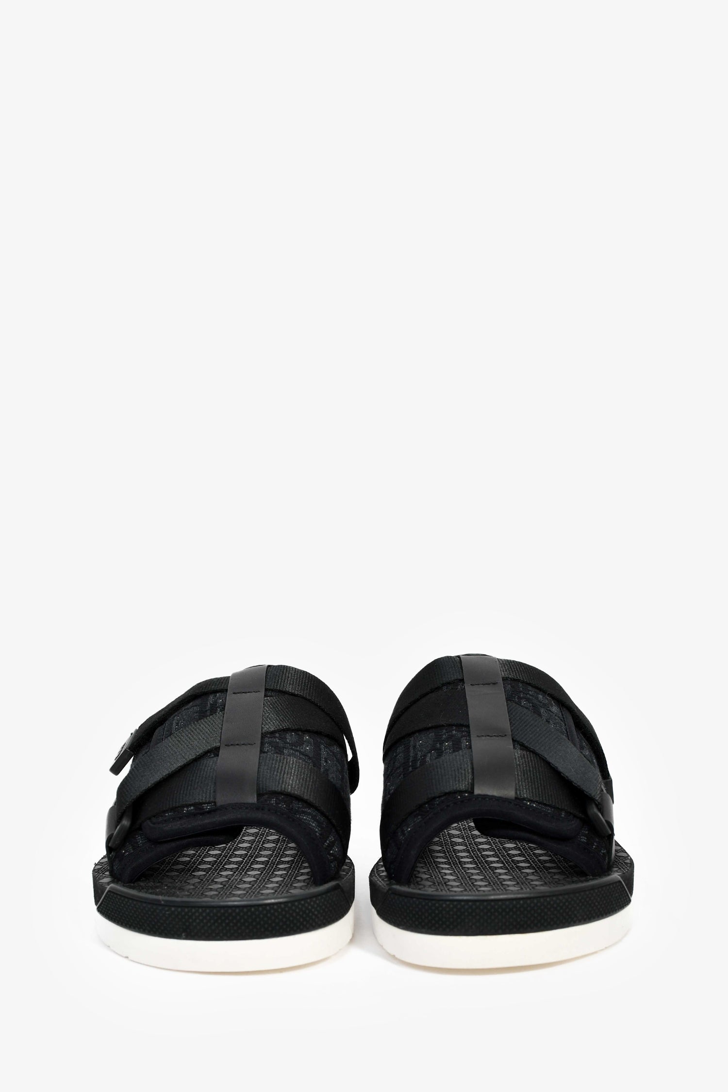 Christian D1OR Black Oblique Jacquard 'Alpha' Sandals Size 38