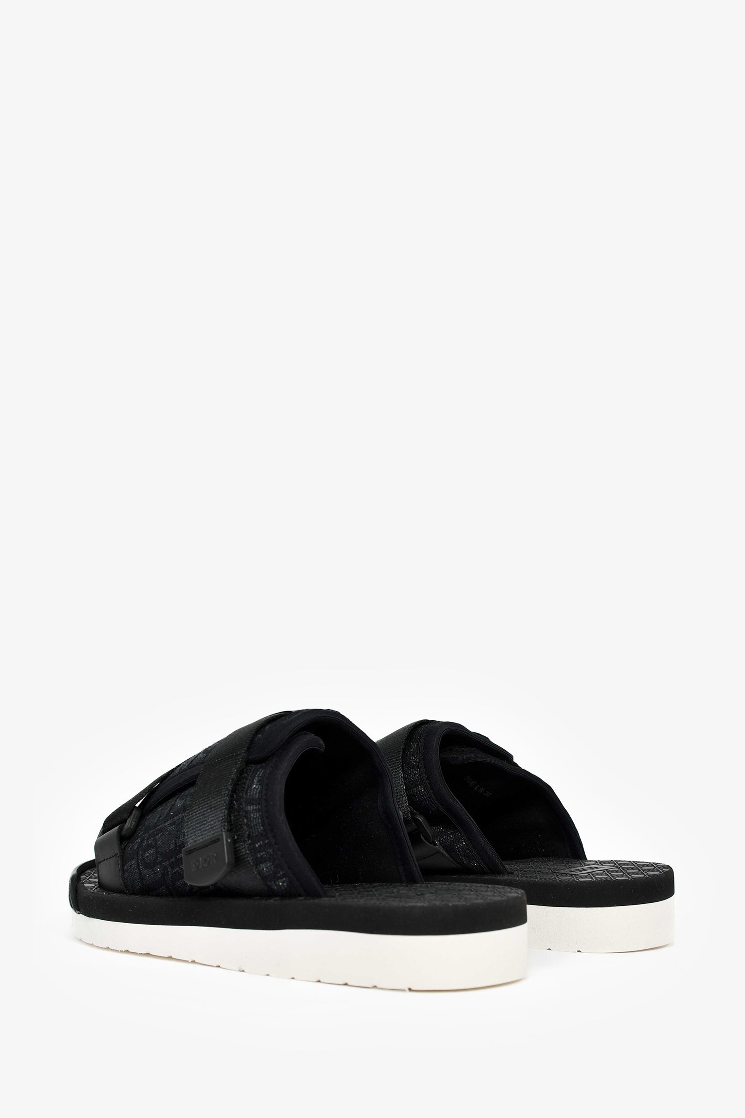 Christian D1OR Black Oblique Jacquard 'Alpha' Sandals Size 38