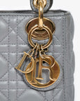 Christian D1OR 2015 Grey Leather Cannage Mini Lady D1OR with Strap
