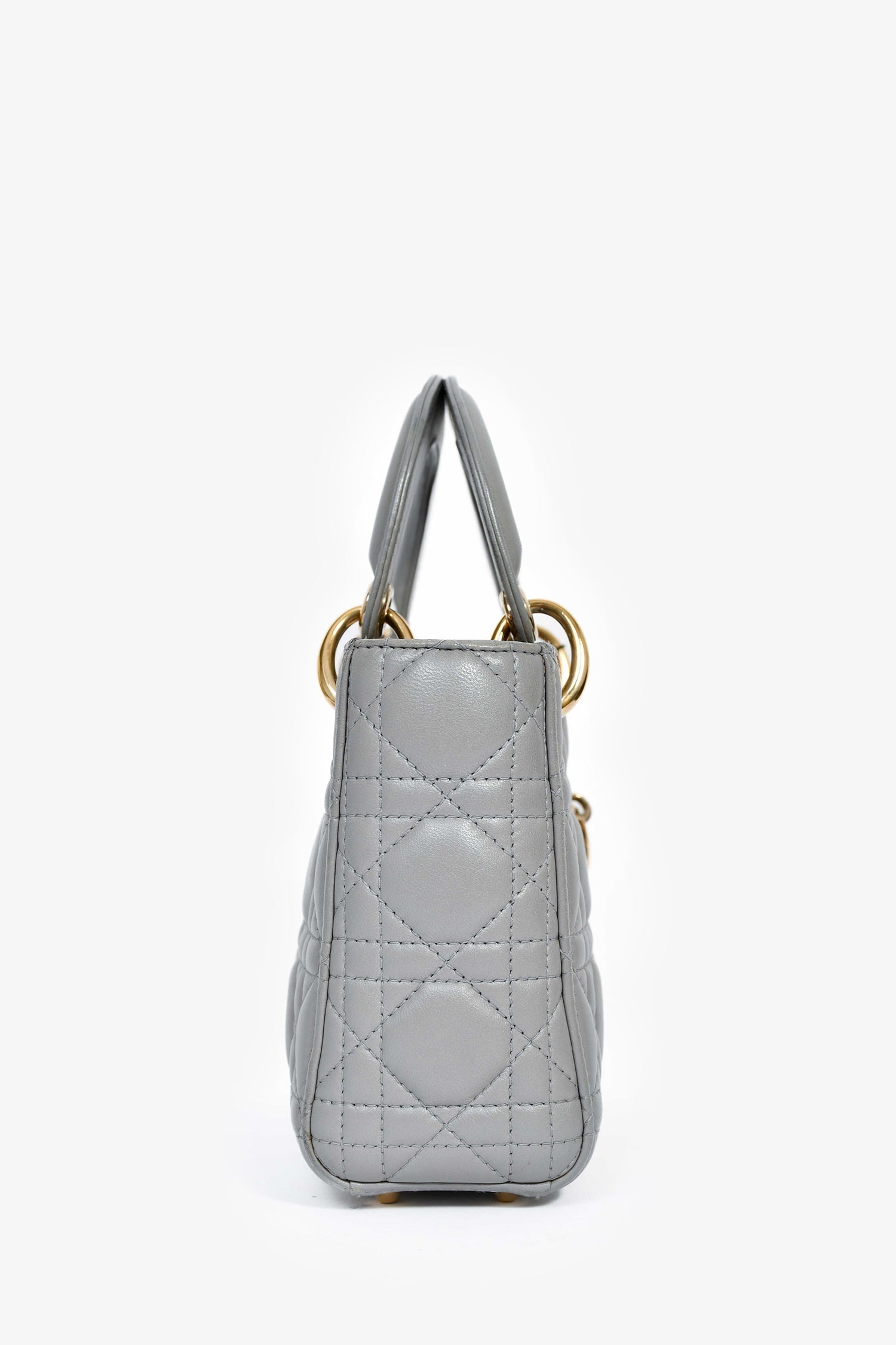 Christian D1OR 2015 Grey Leather Cannage Mini Lady D1OR with Strap